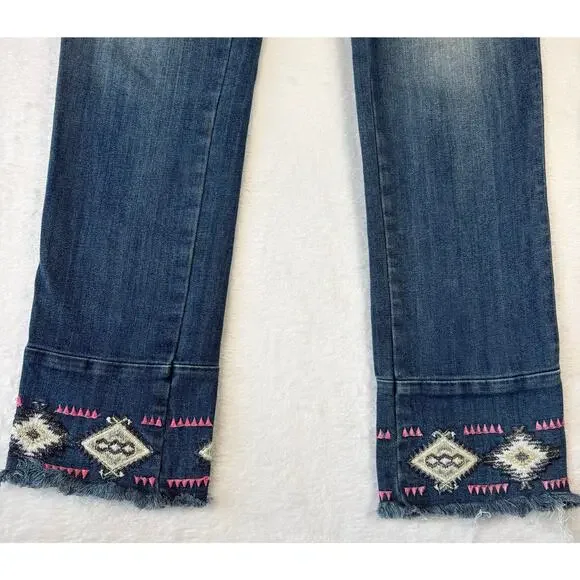Driftwood Colette High Rise Jeans Size 29 Embroidered Cuff DW-P40373A - Picture 4 of 9
